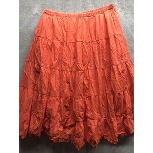 Metrowear Broom Skirt Size M Coral Orange Elastic Waist Boho Festival Cottage
